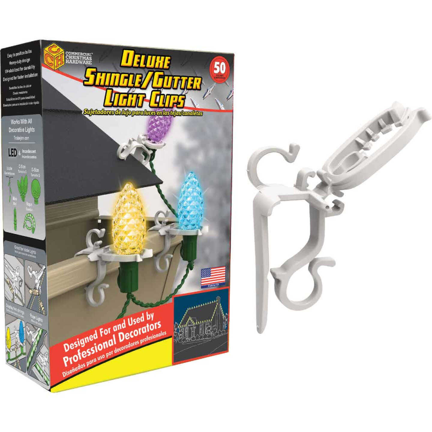 Set of 500ct Clear Gutter & Shingle Christmas Light Clips